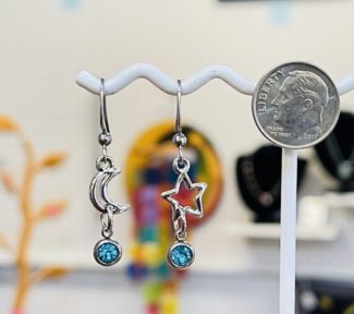 Moon & Star Earrings Aqua